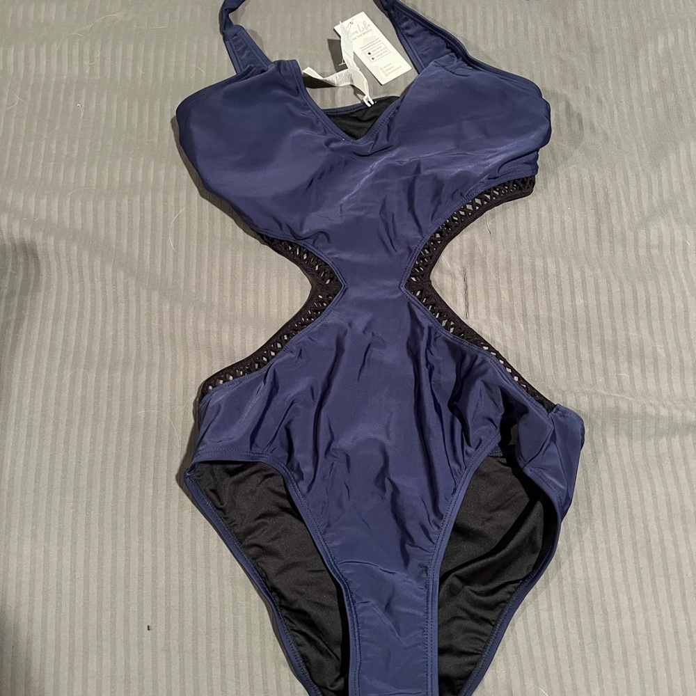 Navy CUPSHE Cutout One-Piece Swimsuit